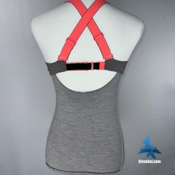 1056 lululemon Run: Catch Me Tank - Size 2 - Black/White Stripe Coral Pink - Picture 5 of 16